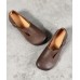 Women Chocolate Flat Shoes For Women Cowhide Leather