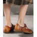 Genuine Leather Brown Flat Shoes Embossed Flats