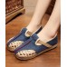 Red Flat Feet Shoes Linen Fabric Casual Hollow Out Flats